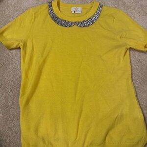 Kate Spade Rhinestone Collar Yellow Sweater Size S